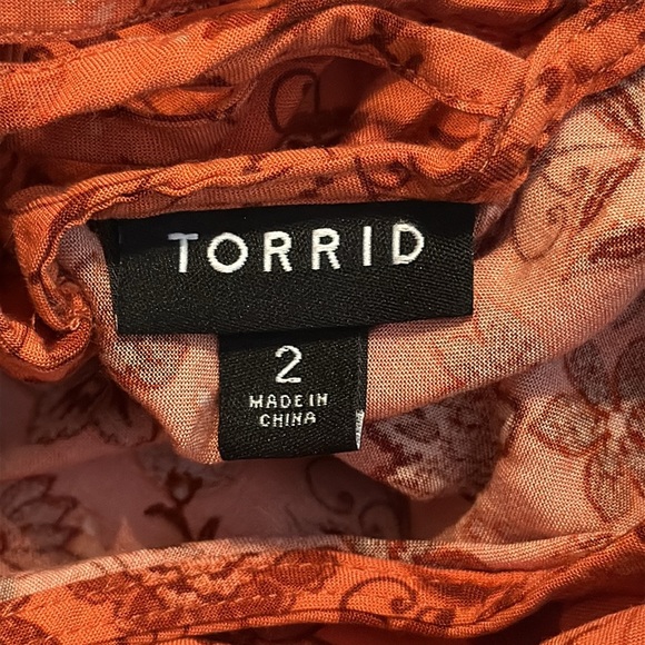 Torrid Babydoll Challis Sharkbite Flutter Sleeve Top Lulu Floral Ginger Size 2X - Picture 9 of 13